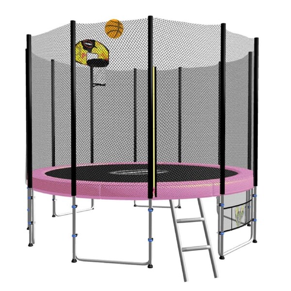 Blizzard 12ft Trampoline Pink with Basketball Set