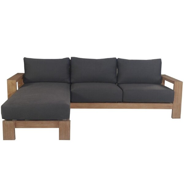Stud 3 Seater Outdoor Patio Reversible Chaise Sofa Lounge Eucalyptus Solid Wood
