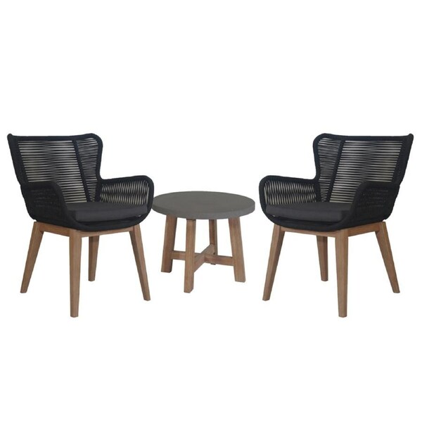 Stud 3pc 1+1 Seater Outdoor Sofa Chair Lounge Set with Polycement Side Table