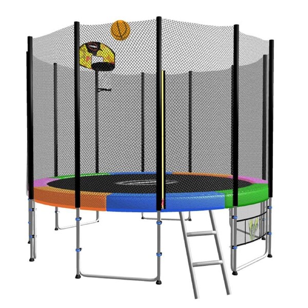 Blizzard 12ft Trampoline Rainbow with Basketball Set
