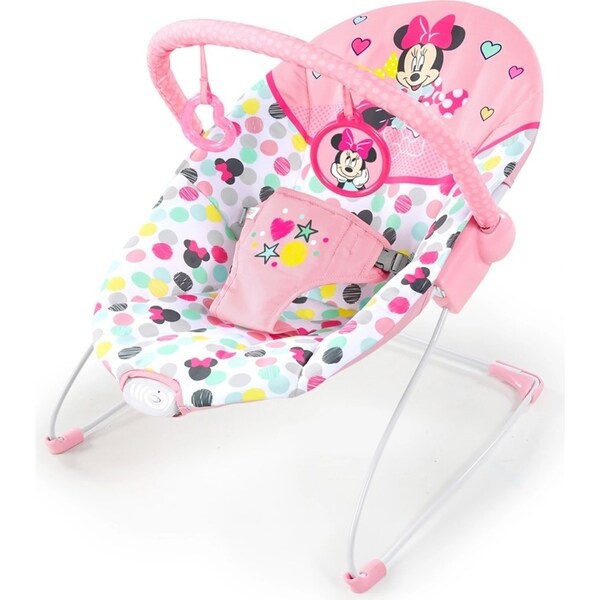 Disney Bright Starts Baby/Newborn Vibrating Bouncer Chair 0m+ Minnie Mouse Pink