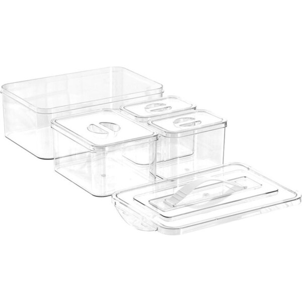 4pc Boxsweden 1L/2.15L/5.4L Crystal Storage Container Bathroom Organiser Set