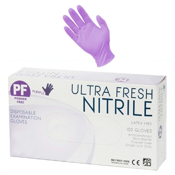 100pcs Purple Nitrile Gloves Thick 6gm Latex & Powder Free - XXL Size