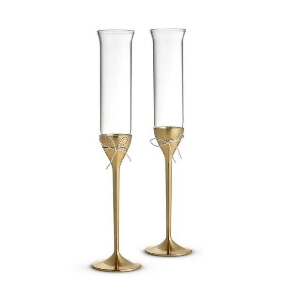 Vera Wang by Wedgwood Love Knots Gold Toasting Champagne Flute - 2pc Set