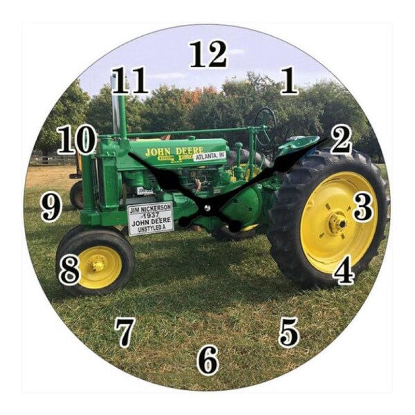 Clock French Country Wall Clocks 17cm Green Tractor Small Glass