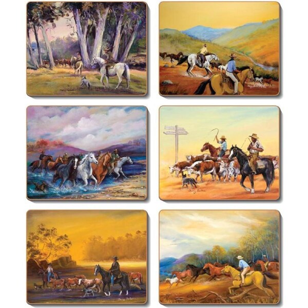 Cinnamon Man From Snowy River Cork Backed Placemats Set 6