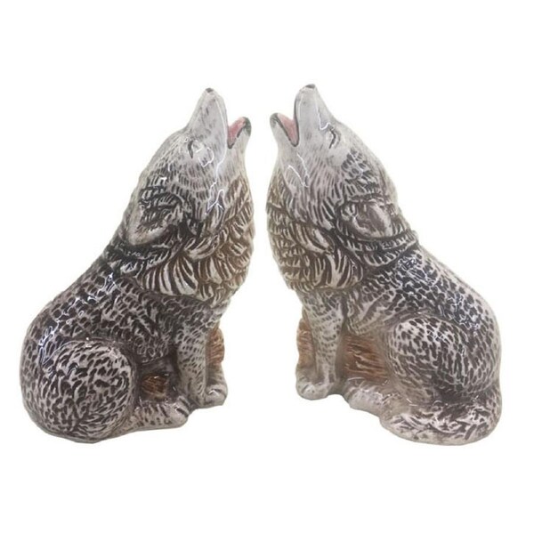French Country Novelty Kitchen Dining Wolf Salt and Pepper Set