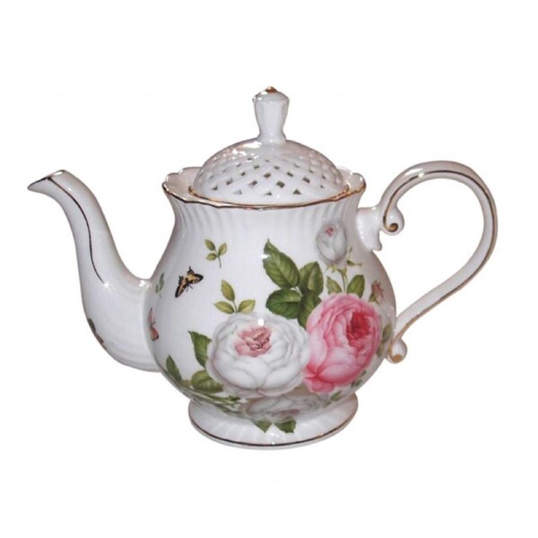 Elegant Kitchen Teapot Butterfly Rose China Tea Pot with Giftbox