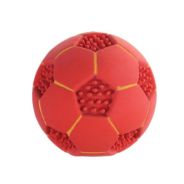 Paw Play 10cm Latex Nobby Soccer Ball Squeak Pet/Dog/Cat Chew/Play Toy Red