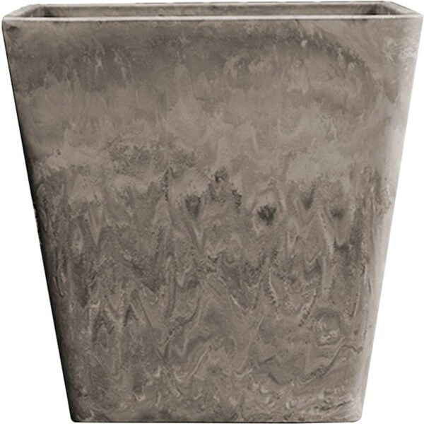 SOGA 27cm Sand Grey Square Resin Plant Flower Pot in Cement Pattern Planter Cachepot for Indoor Home Office