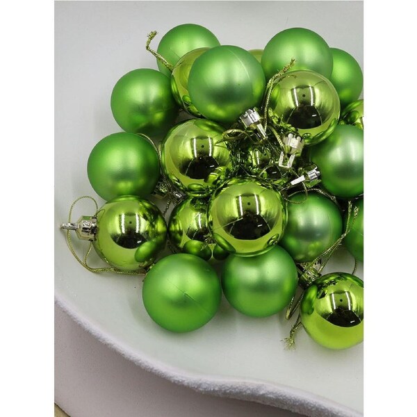 APPLE GREEN 40mm Christmas Baubles Gloss Matt 24 pack