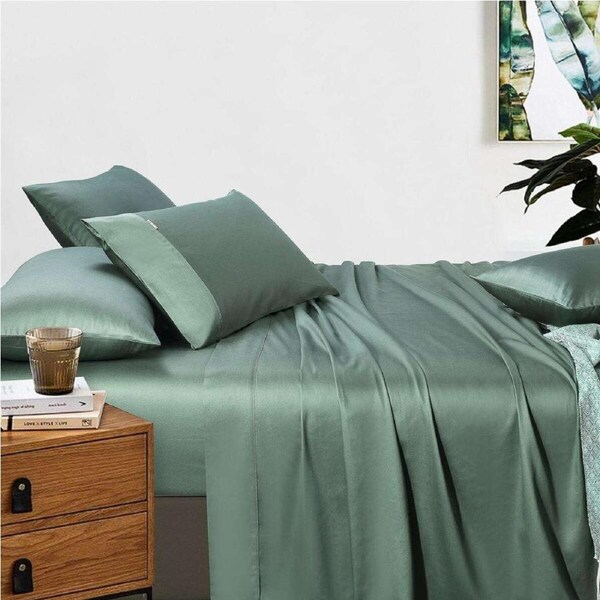 400 Thread Count King Bed Extra Depth Sheet set Forest Green