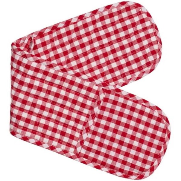 Gingham Check Kitchen Double Oven Gloves RED CHECK Pot Holder Mitt