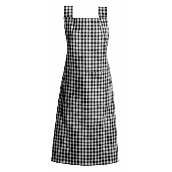 Rans Country Styled Gingham Check Kitchen Apron Black Full Adult Size