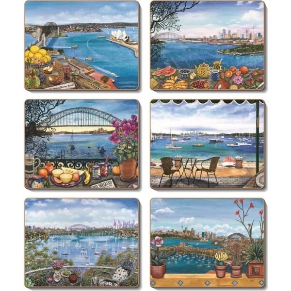 Cinnamon Sydney Balconies Cork Backed Drink Coasters Set 6