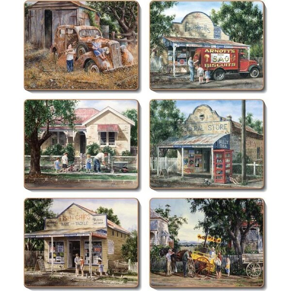 Cinnamon Times Now Past Cork Backed Drink Coasters Set 6