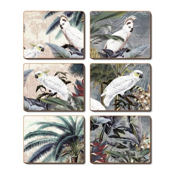 Cinnamon Utopia Birds Cork Backed Drink Coasters Set 6