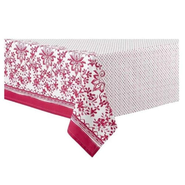 Ladelle Table Cloth WATERCOLOUR FLORAL RED 150x225cm Tablecloth