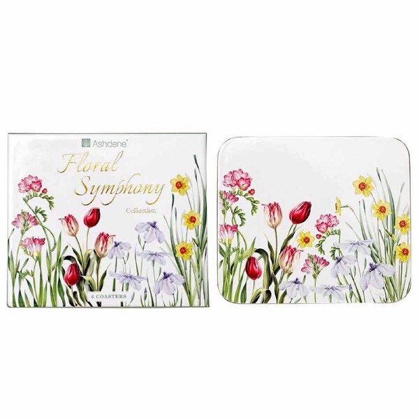 Ashdene Dining Kitchen Floral Symphony Cork Back Coasters Set 6