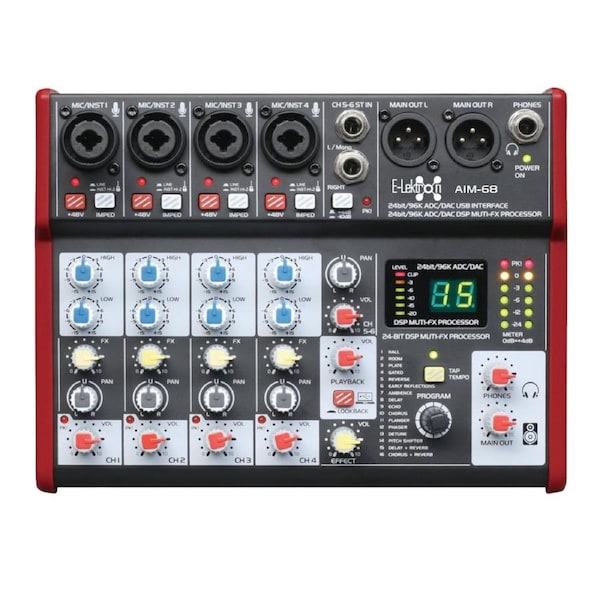 E-lektron AIM-68 U-PAD 6 Channel DSP Mixing Console streaming mixer USB Audio Interface Mic Input