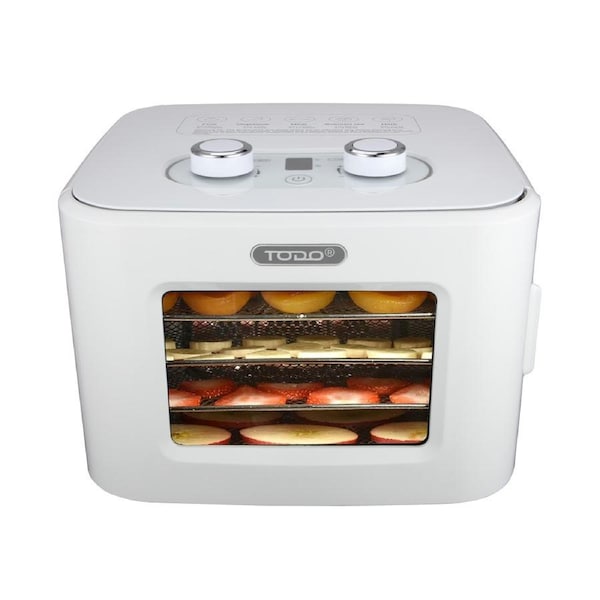 TODO 400W Food Dehydrator Stainless Steel Interior Preserve Yogurt Fruit Dryer Jerky Maker - White