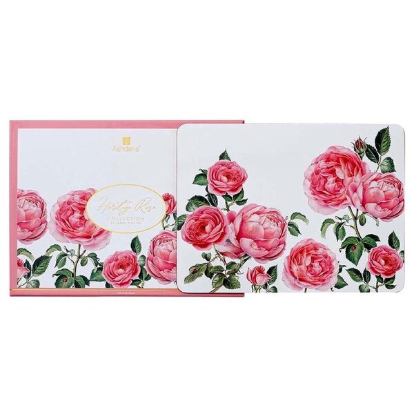 Ashdene Dining Kitchen Heritage Rose Cork Back Placemats Set 6