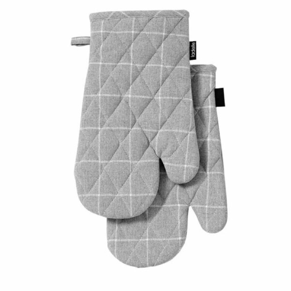 Ladelle Eco Check Recycled Grey Oven Gloves Set of 2 Kitchen