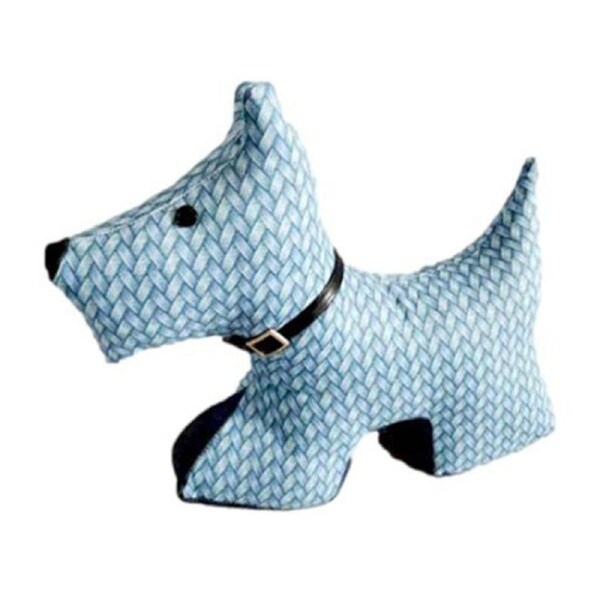 French Country Vintage Weighted Light Blue Fabric Dog Door Stopper