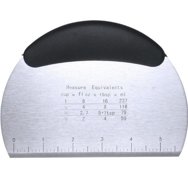 Stainless Steel Dough Pastry Bread Pizza Scraper Cutter Chopper with Rubber Non-Slip Grip Black