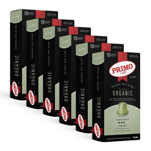 6x10pc Primo Caffe Organic 54g Coffee Capsule/Pod Compatible w/Nespresso Machine