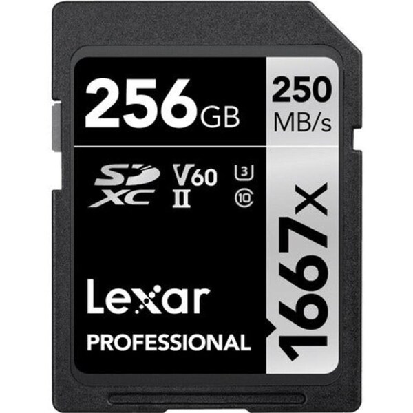 Lexar Professional 1667x SDXC 256GB - 250MB/s V60 UHS-II U3 Memory Card