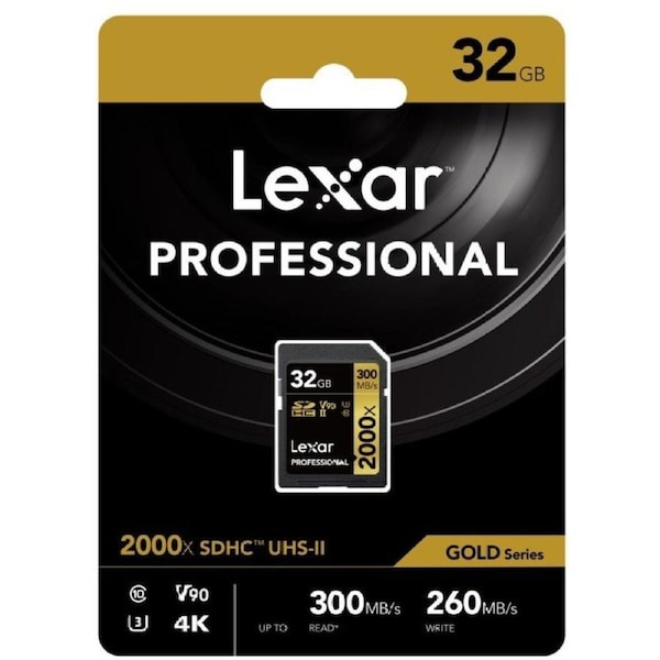 Lexar Professional 2000x SDHC 32GB - 300MB/s V90 UHS-II U3 Memory Card