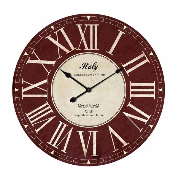 Clock French Country Wall Large Colosseum Rome 60cm