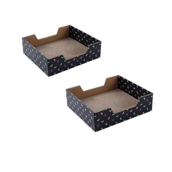 2 x Kitten Cat Scratch Pad Corrugated Card Board Toy Play Best Scratcher Mat