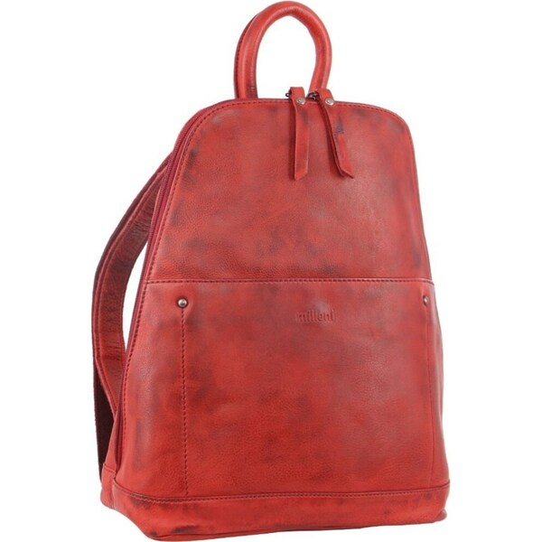 Milleni Genuine Italian Leather Soft Leather Backpack Travel Bag - Red