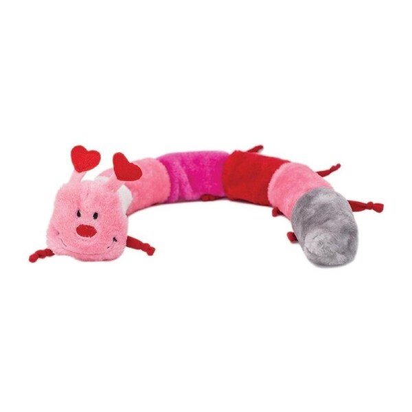 Zippy Paws Valentine's Caterpillar Low Stuffing Squeaker Dog Toy - Large