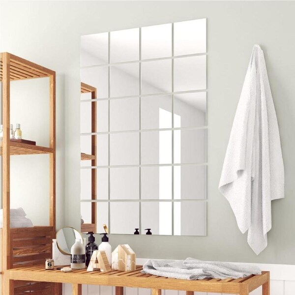 48 pcs Mirror Tiles Square Glass vidaXL