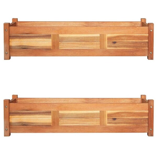 Garden Raised Beds 2 pcs Acacia Wood 100x30x25 cm vidaXL