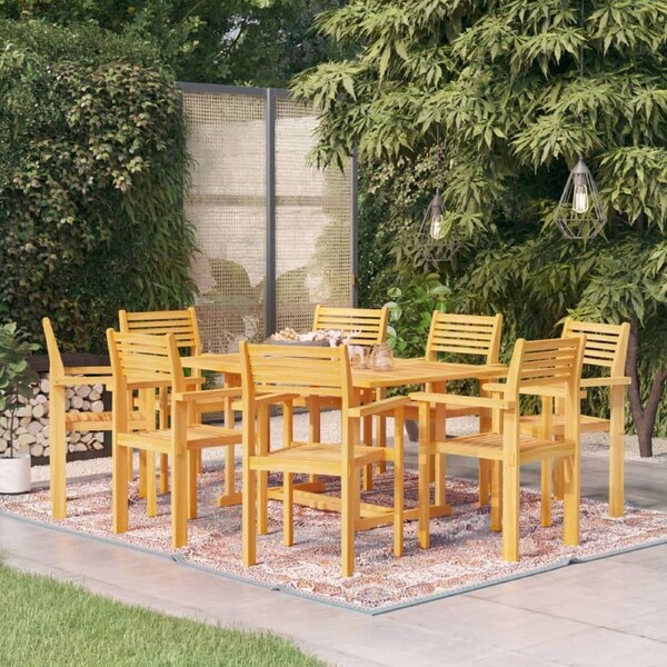 9 Piece Garden Dining Set Solid Teak Wood vidaXL