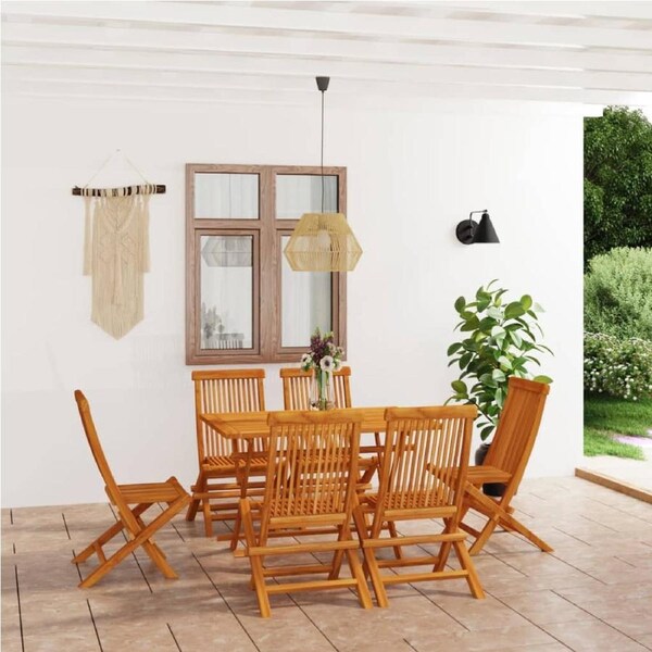 7 Piece Garden Dining Set Solid Teak Wood vidaXL