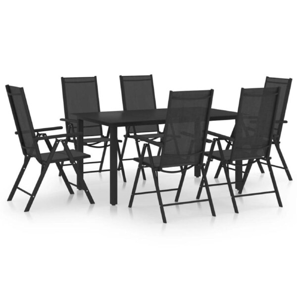 7 Piece Garden Dining Set Aluminium Black vidaXL