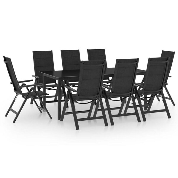 9 Piece Garden Dining Set Aluminium Anthracite vidaXL