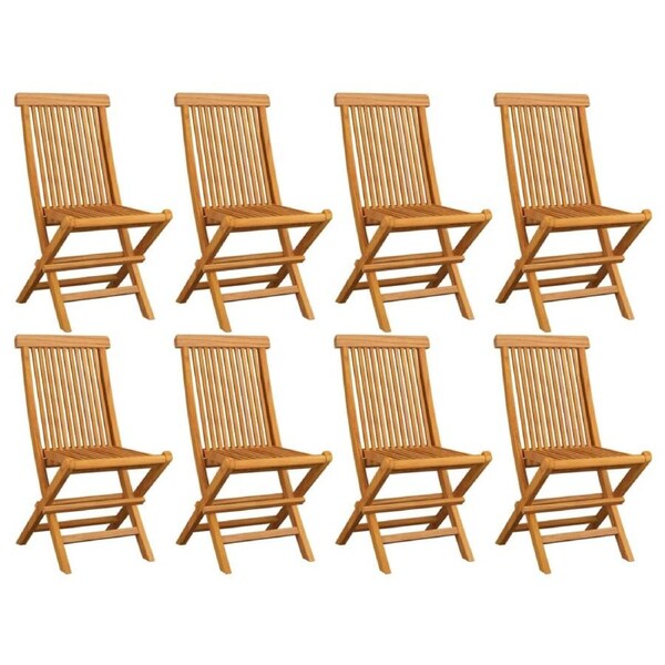 Folding Garden Chairs 8 pcs Solid Teak Wood vidaXL
