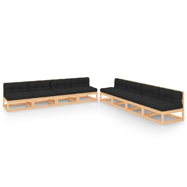 8 Piece Garden Lounge Set with Cushions Solid Pinewood vidaXL
