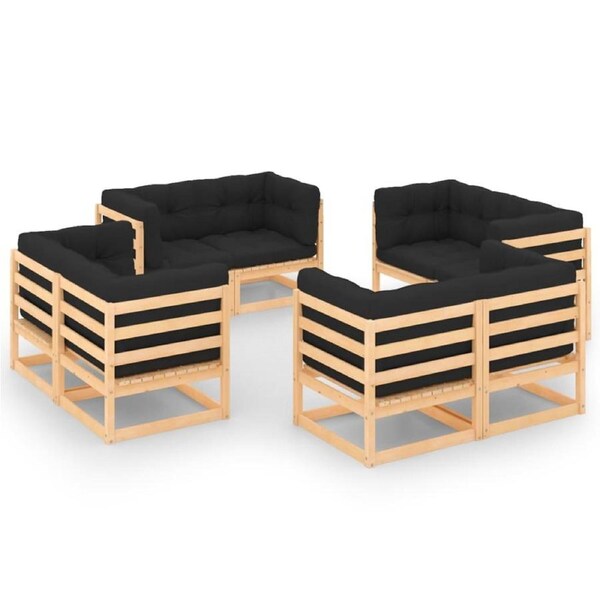 8 Piece Garden Lounge Set with Cushions Solid Pinewood vidaXL