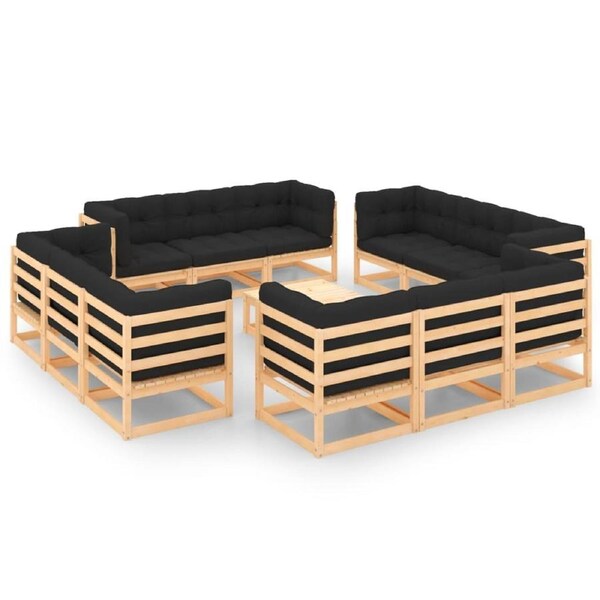 13 Piece Garden Lounge Set with Cushions Solid Pinewood vidaXL