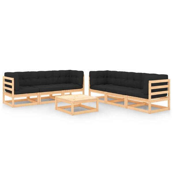 7 Piece Garden Lounge Set with Cushions Solid Pinewood vidaXL