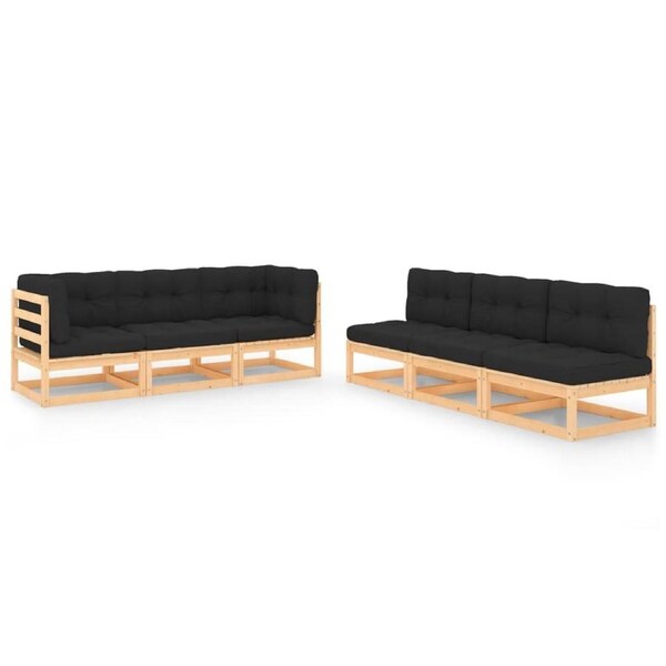 6 Piece Garden Lounge Set with Cushions Solid Pinewood vidaXL