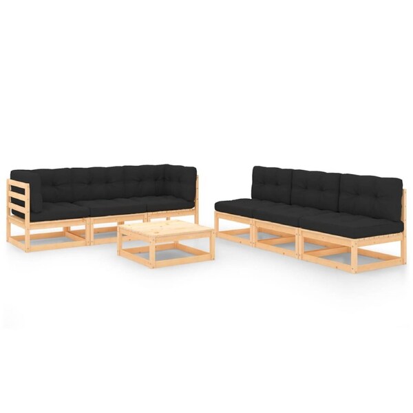 7 Piece Garden Lounge Set with Cushions Solid Pinewood vidaXL