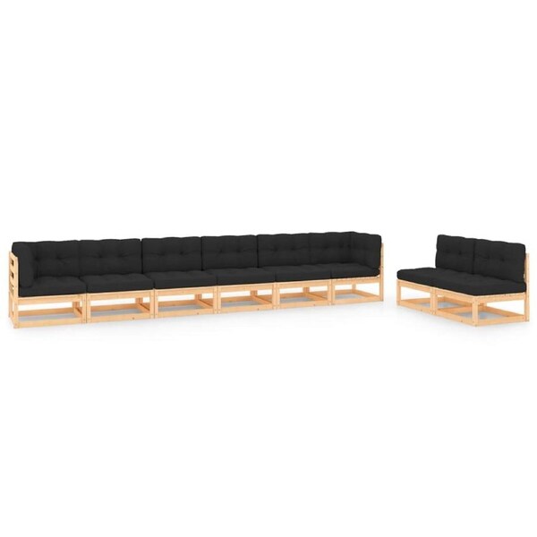 8 Piece Garden Lounge Set with Cushions Solid Pinewood vidaXL